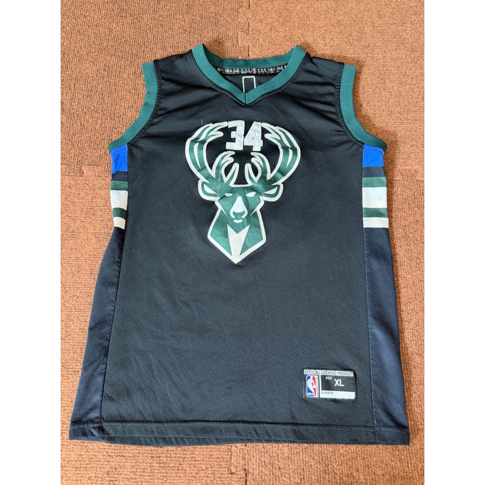 Giannis‎ Antetokounmpo Milwaukee Bucks NBA Jersey Black Youth XL #34 Basketball